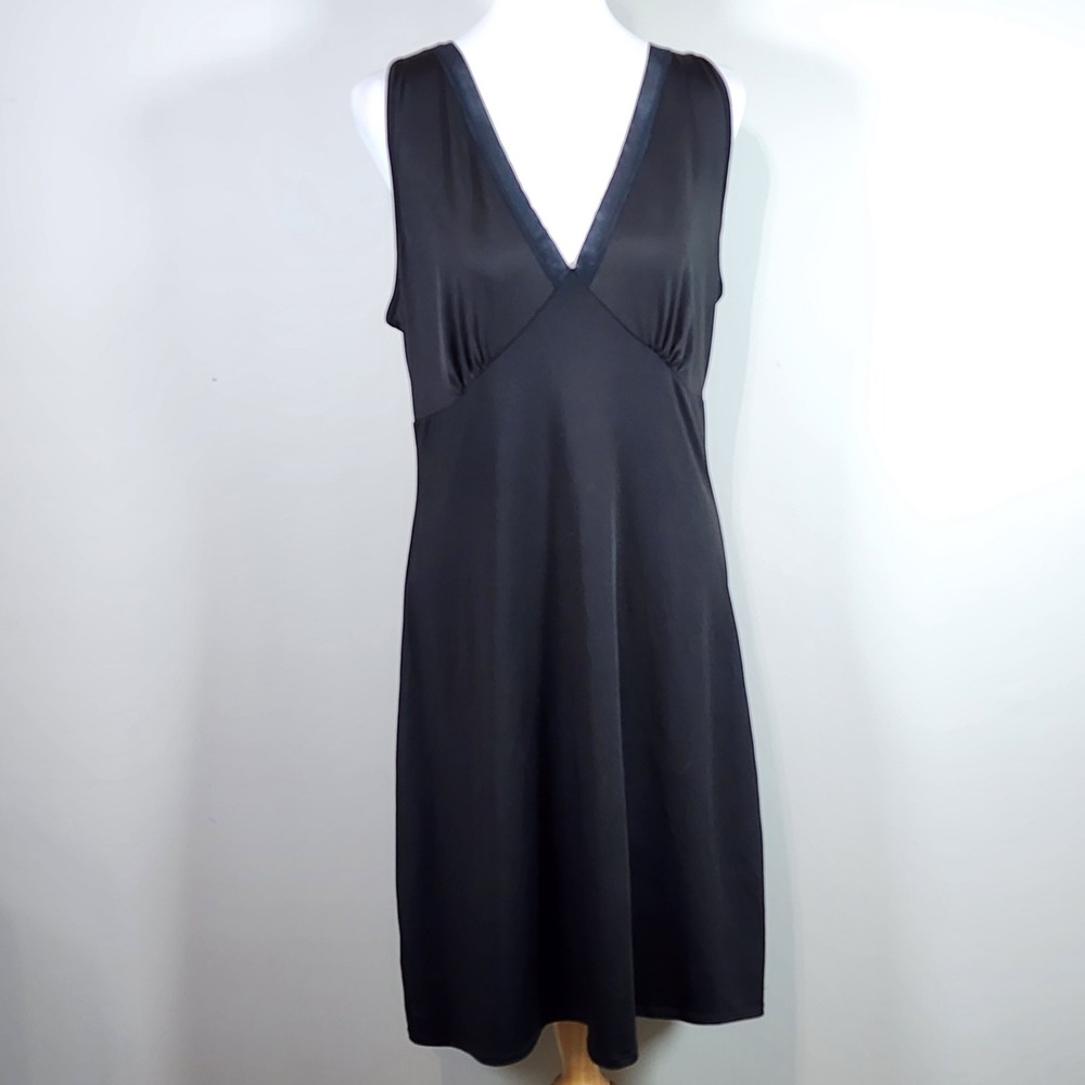 Elita Full Slip Dress Womens Large Black V-Neck Adjustable Straps Whimsigoth